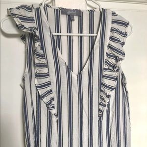Blue and White Stripe Sleeveless Top